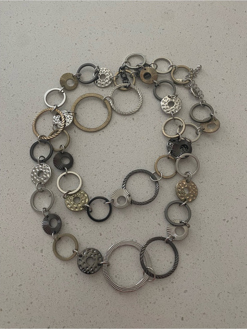 Lia Sophia Mixed Metal Circle-Link Necklace in Silver & Gold Tones